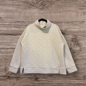 Jockey Textured Knit Pullover Medium Off White Speckled Mock Neck Heavyweight
